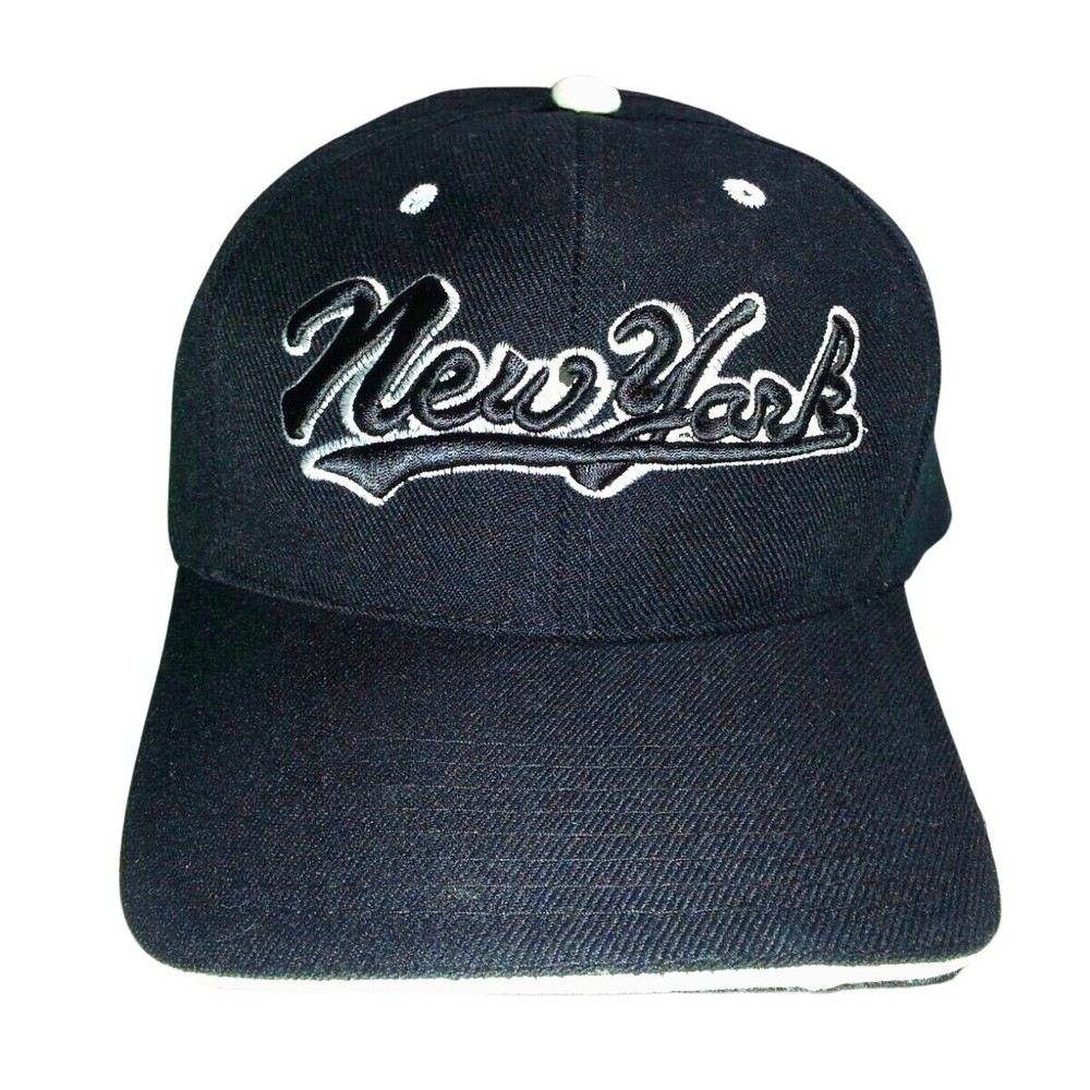 New York  Women's Black White Strapback Baseball Hat Cap Size